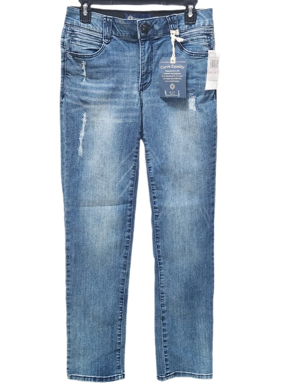 Democracy Patriot Straight Leg Jeans Mid-Rise Ab Solution Mid Blue Vintage 6
